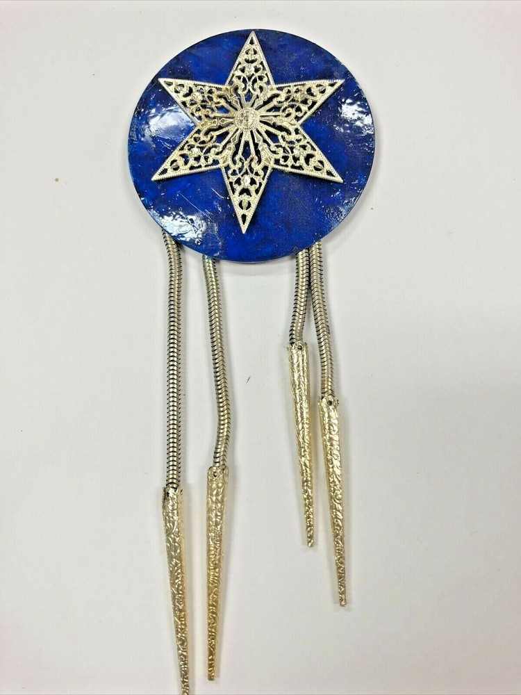 Gold & Silver Tone With Blue Enamel Broch- Pin