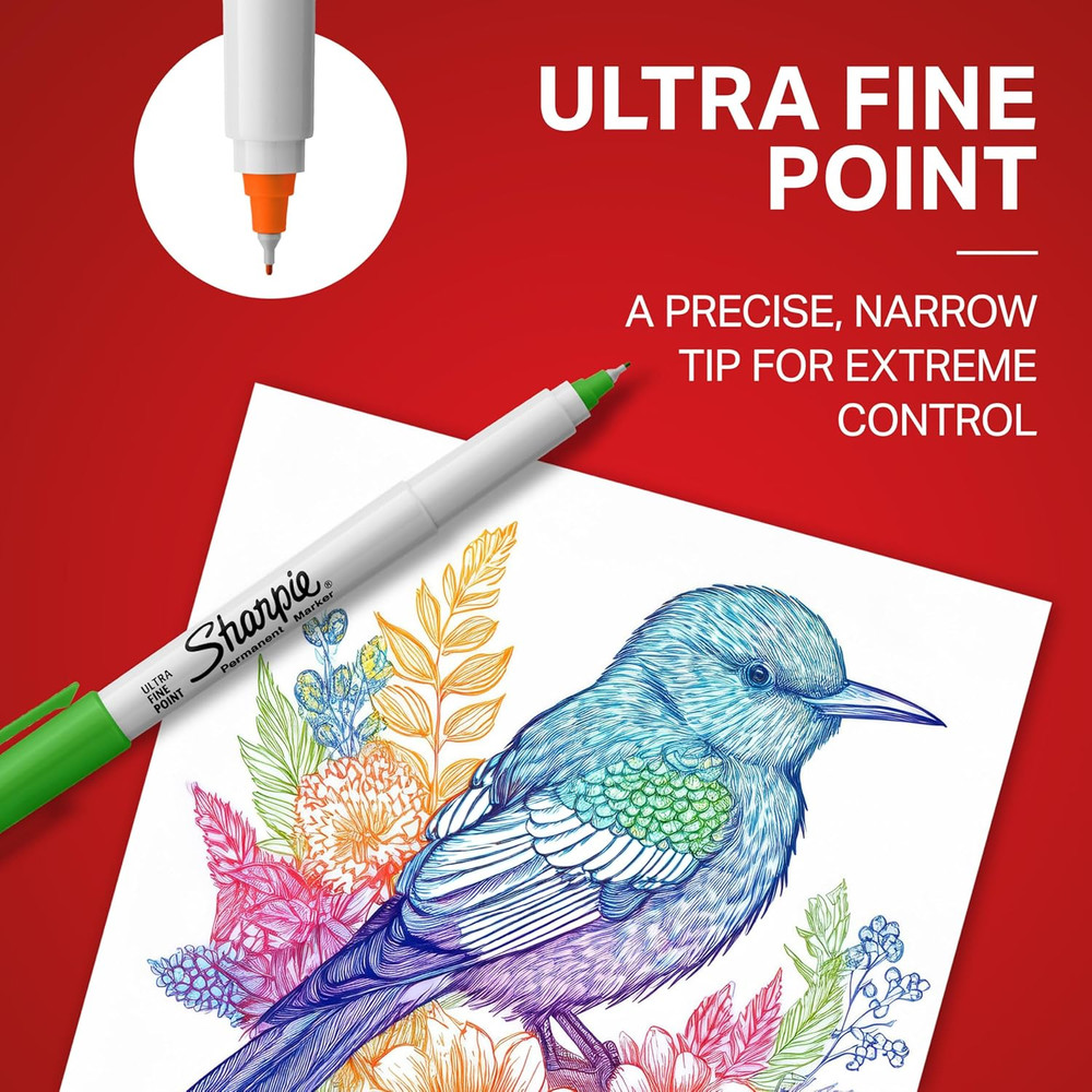 Sharpie Permanent Markers, Ultra Fine Point, Assorted Colors, 12 Count