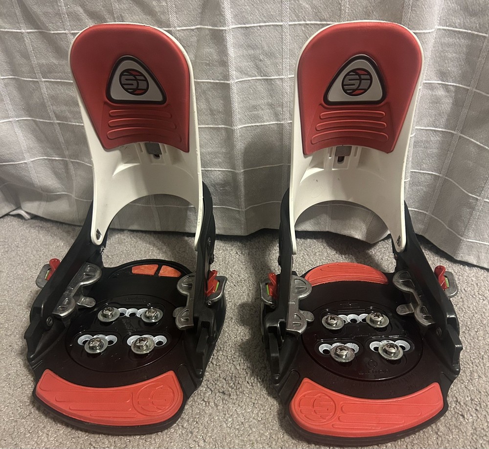 Burton Step In Bindings SI Medium 8-10 Red Black White Mounting Plates Vintage