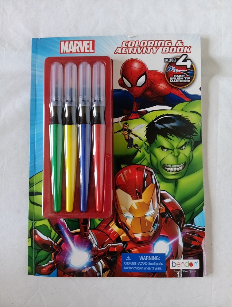 Marvel Paintbrush Marker Activity Book Spider-Man Avengers (NEW)