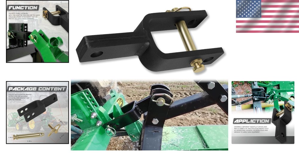 Lightweight Quick Hitch Adapter for Tractors - Rust-Proof, Adjustable Design
