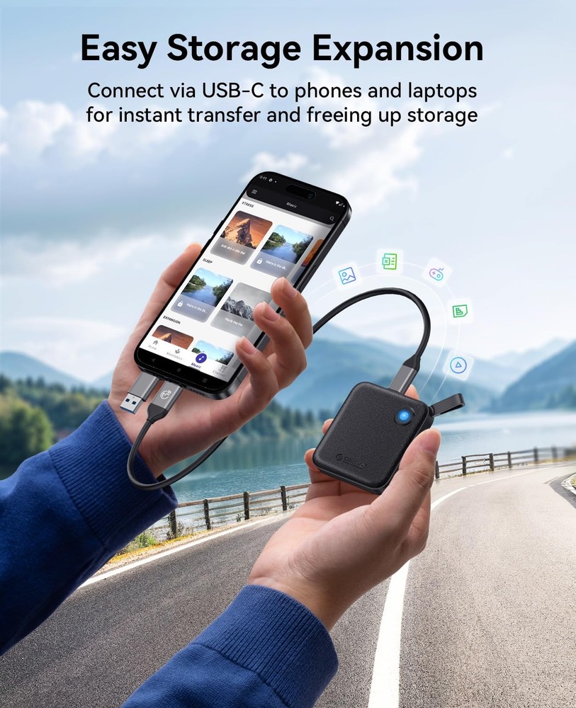 Portable SSD 256 GB with 2 in 1 USB C Cable, External Solid State Drives, Up ...