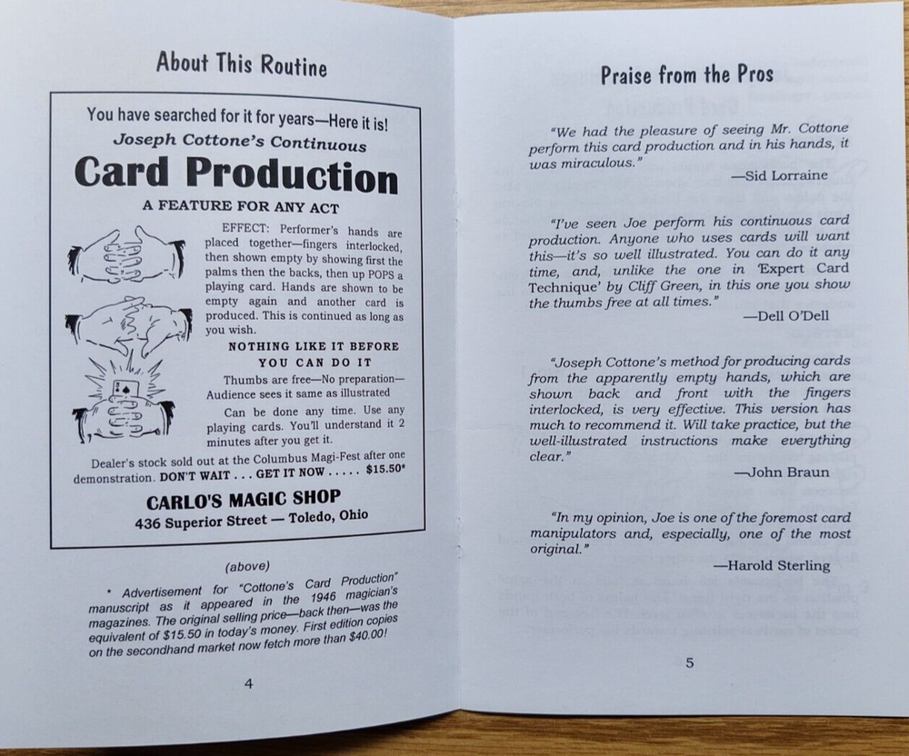 Joseph Cottone's Continuous Card Production