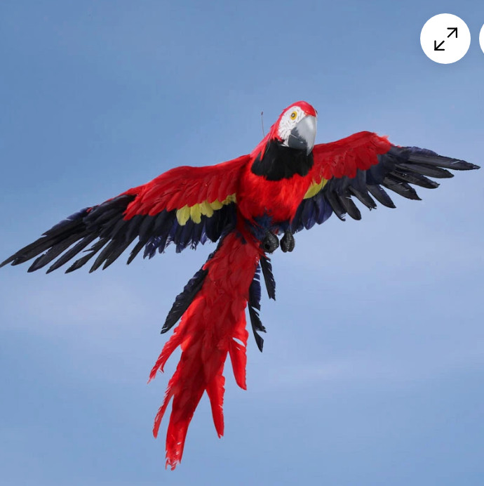 Large Lifelike Artificial 39" Wide Feathered Macaw Parrot