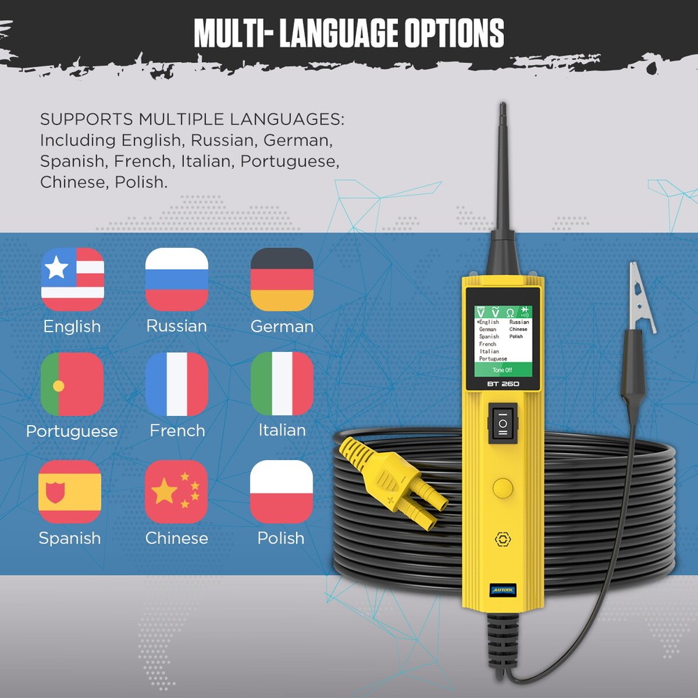 AUTOOL 6-30V 12V Car Circuit Tester Probe Multimeter Electrical System Analyzer