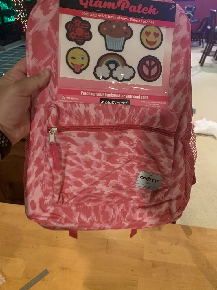 The Confetti Brand Glam Patch Pink Backpack New With Tags! Wow!!!