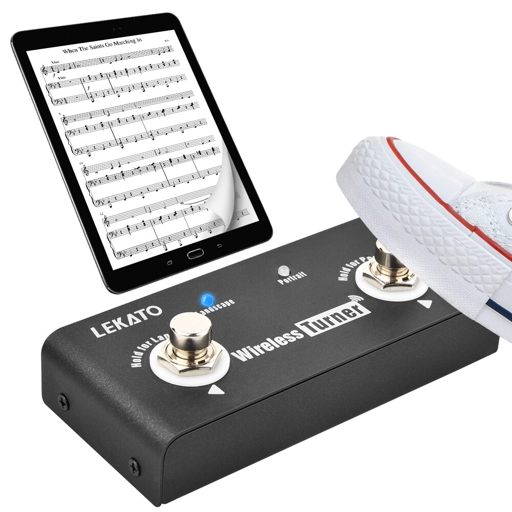 LEKATO Bluetooth Page Turner Pedal Music Software Flip Pages Android IOS System