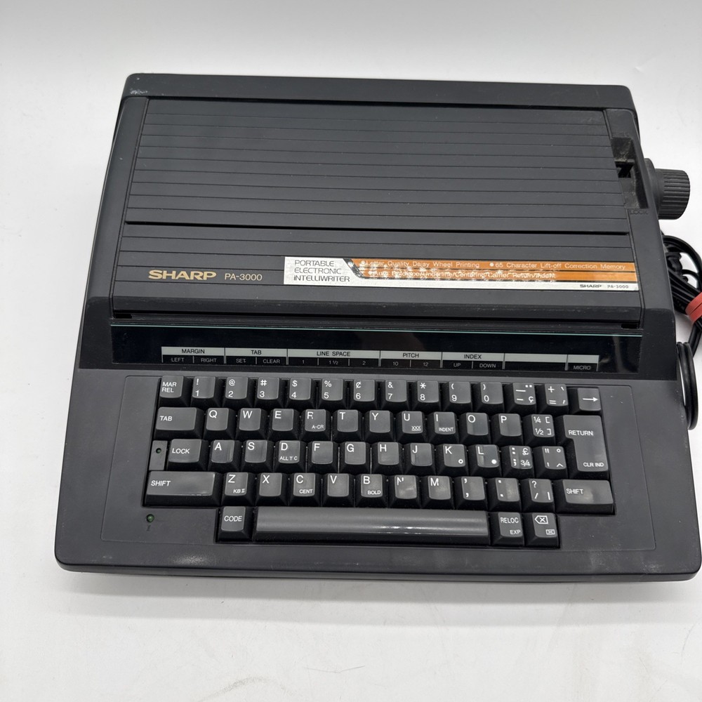 Sharp PA-3000 Portable Electronic Intelliwriter Typewriter w/Manual
