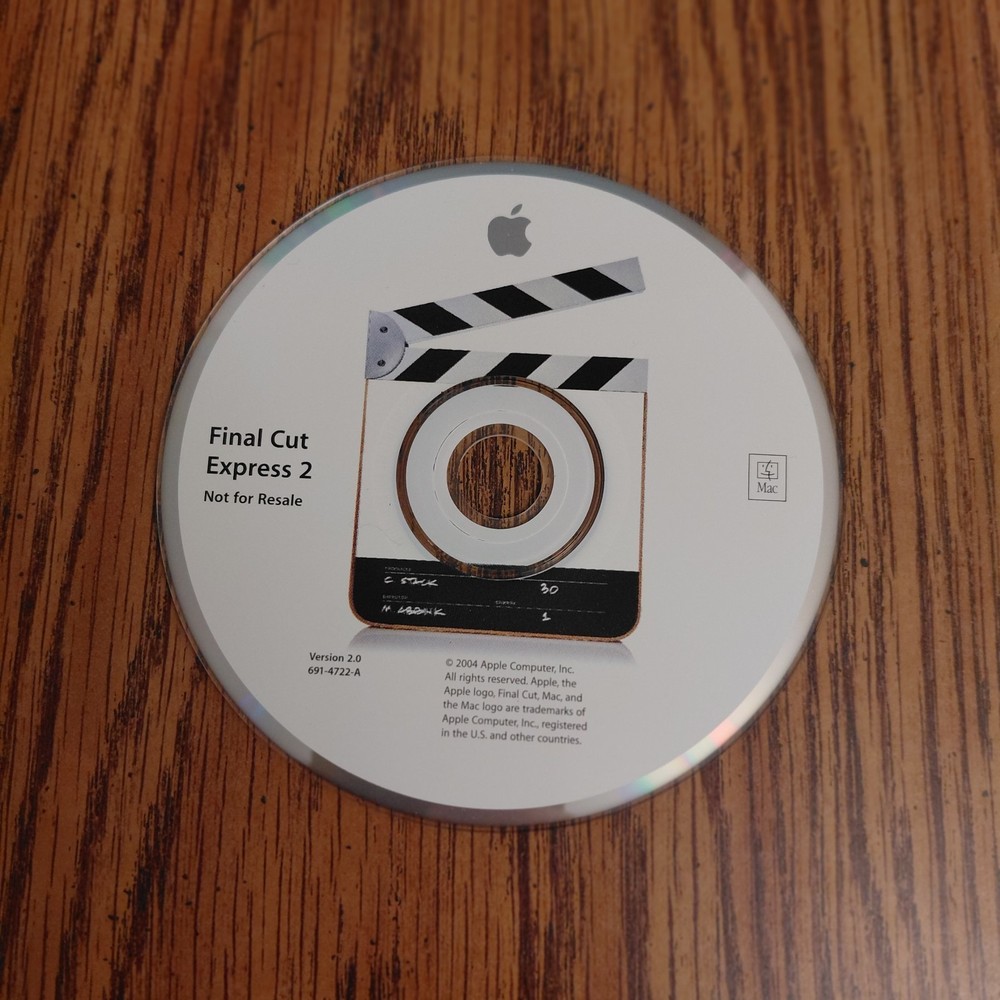 Apple Final Cut Express 2 Software Version 2.0 Disc only NO SERIAL NUMBER