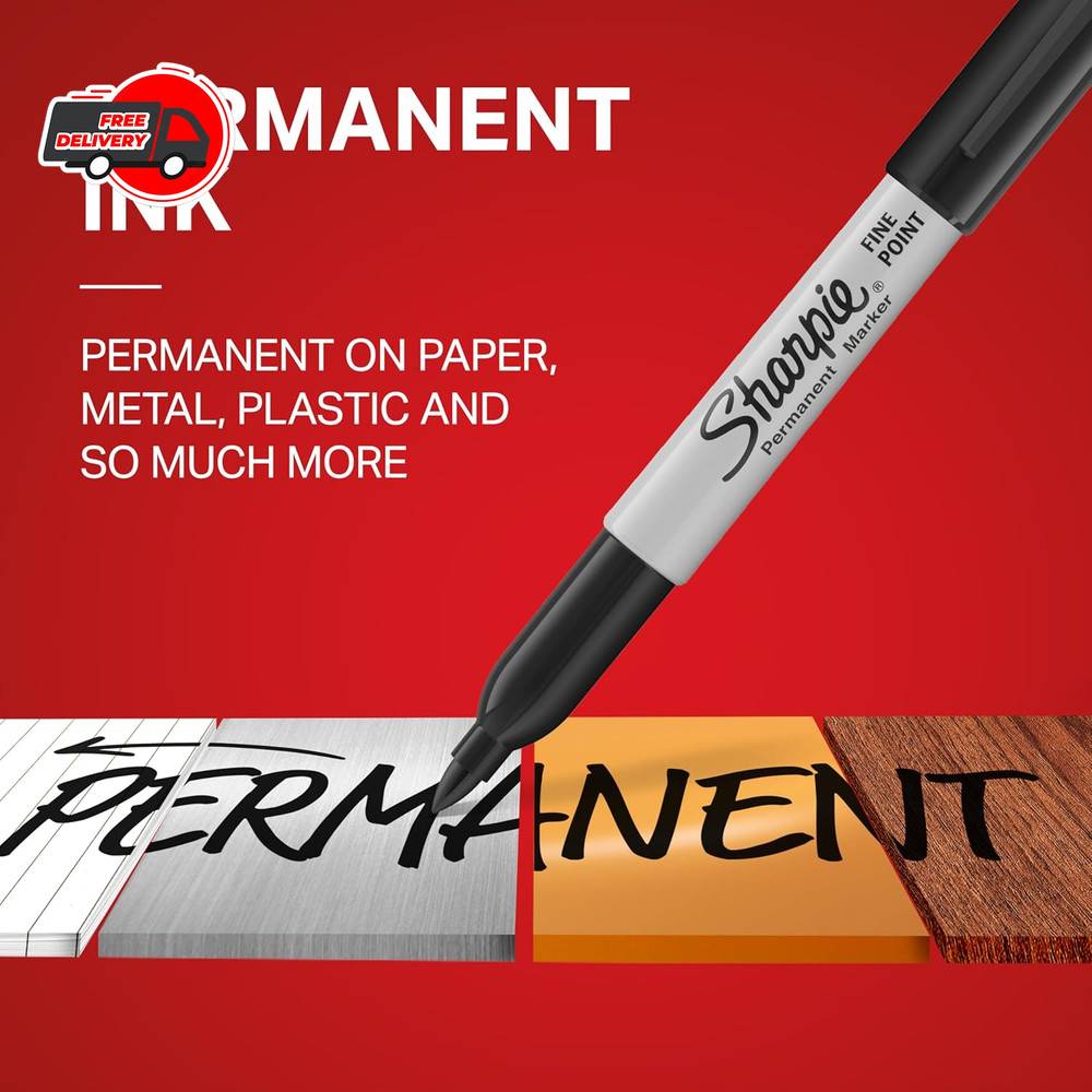 SHARPIE FINE POINT PERMANENT MARKER, BLACK, 12 COUNT