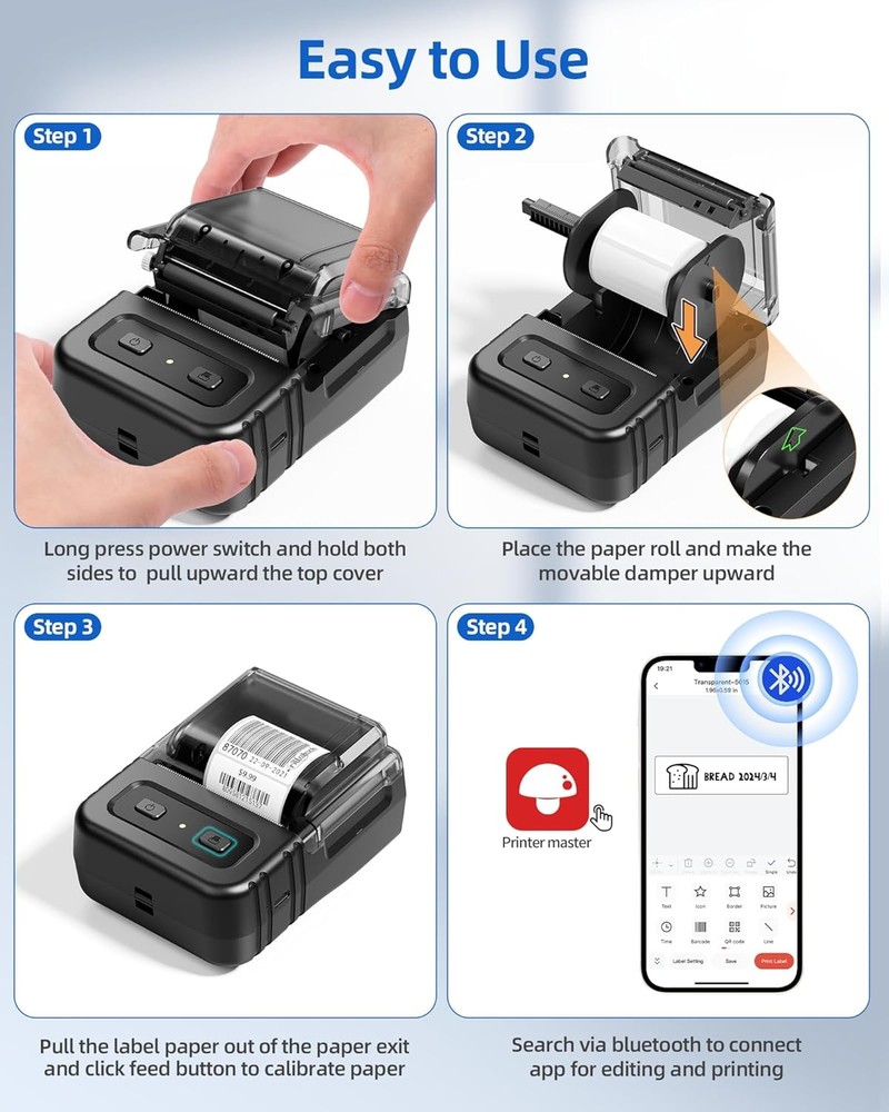 Phomemo M102 Label Maker - Bluetooth Label Printer Thermal Label Maker Machine