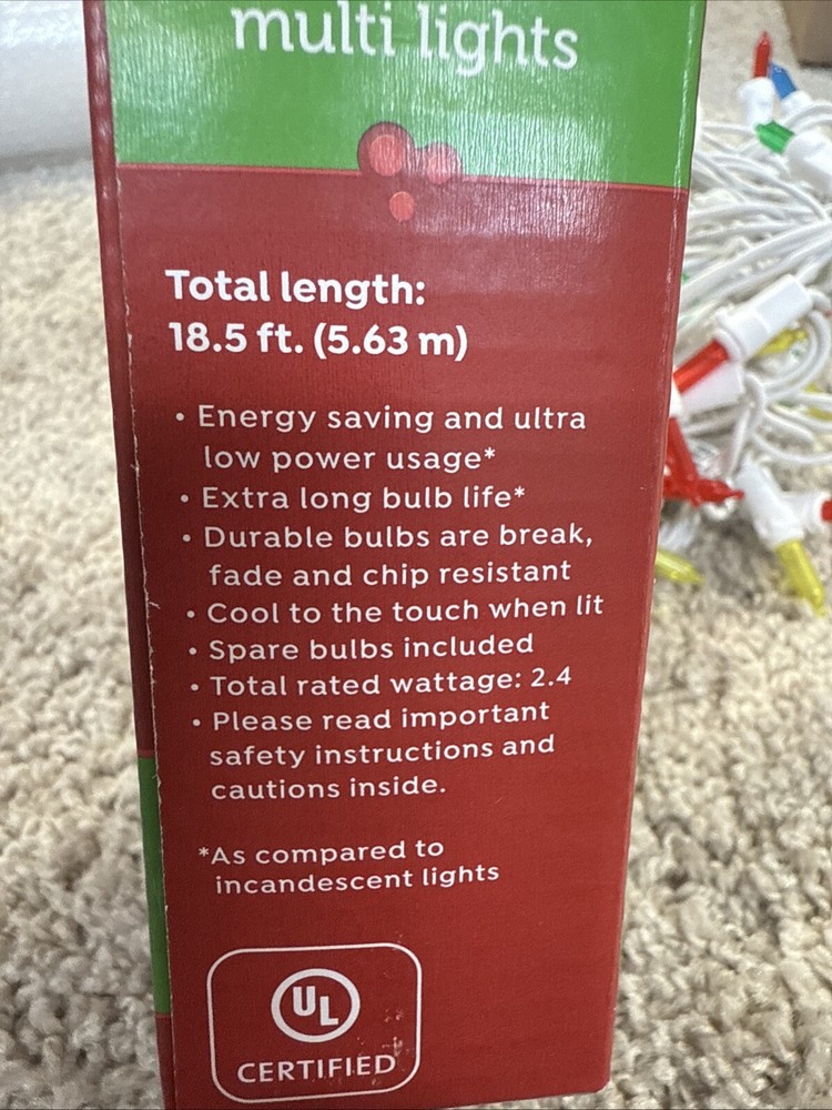 December Home 50 LED Multi Mini Lights-white Wire 16.2Ft