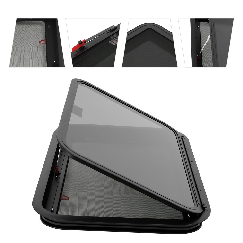 30"x20" RV Exit Window w/Screen & Trim Ring Tempered Glass Window Camper Trailer