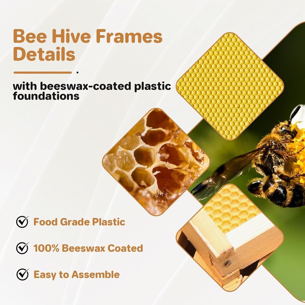 10-Frame Complete Beehive Kit, 1 Deep & 1 Medium Box, Beeswax Cedar, Dovetail