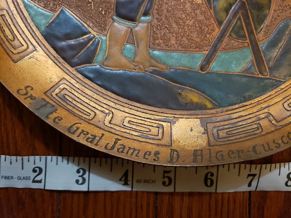 Vintage Copper Brass Wall Plate Artisan Made Art