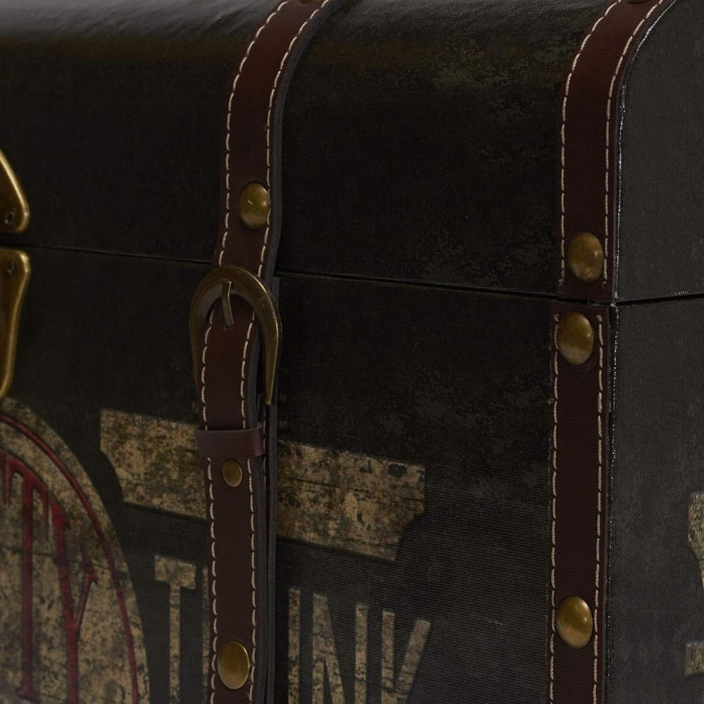 Vintage Decorative Storage Trunk with Strong MDF Frame and Unique Leather Straps
