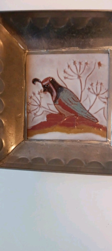 Handmade Apache Tile And Hand Hammered Pewter Tin Tray Southwest Arts 3x Fired