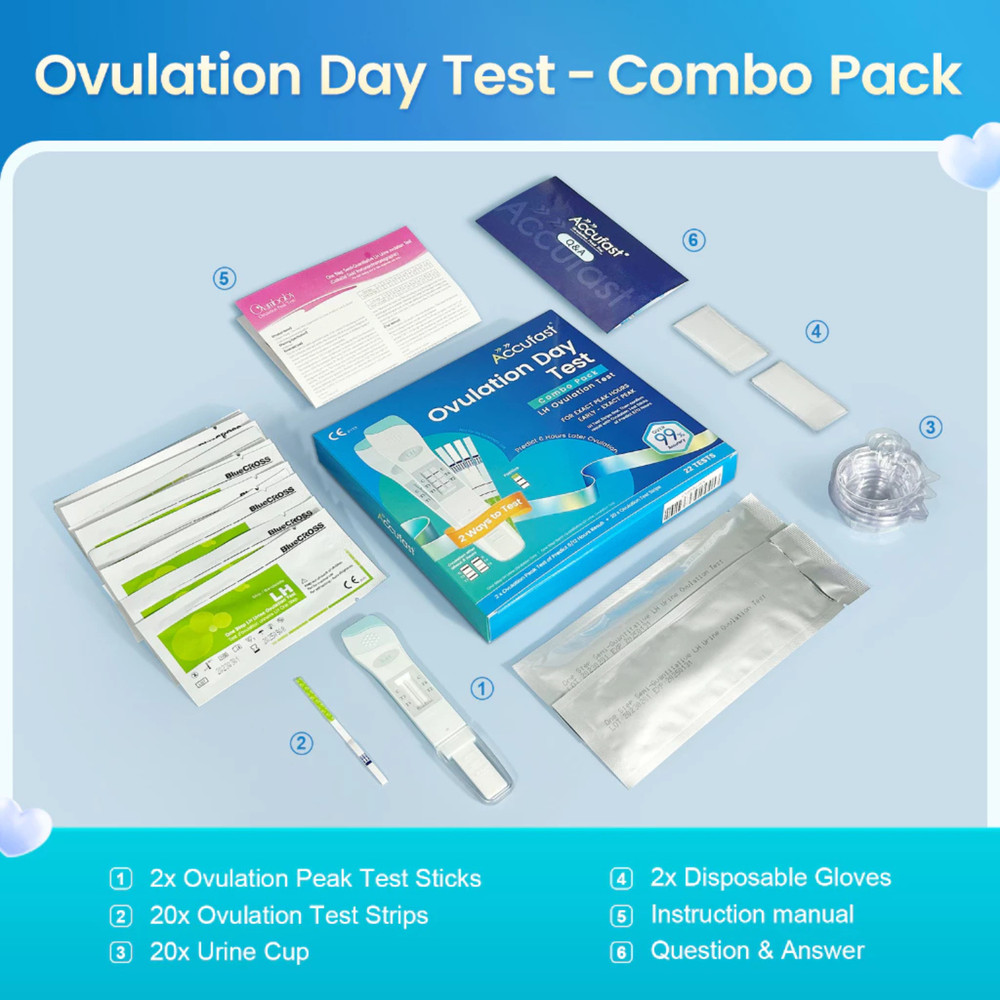 ACCUFAST Ovulation Test Kit 22pc - LH Tracking Strips & Peak Tests