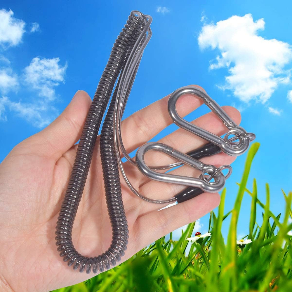 Retractable Coil Lanyard with Carabiner (2pcs) Long Coiled Tether for Tools/Rods