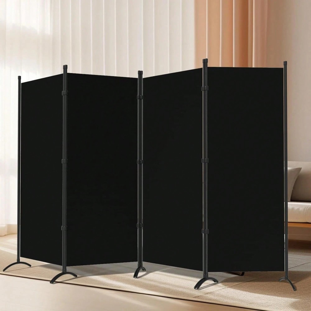 Black 4-Panel Folding Room Divider