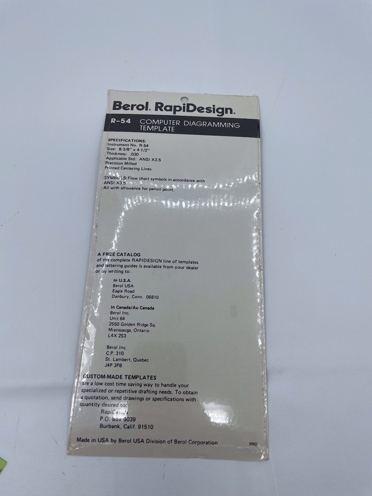New R-54 Berol Rapidesign Template Computer Diagramming Template Flow Chart
