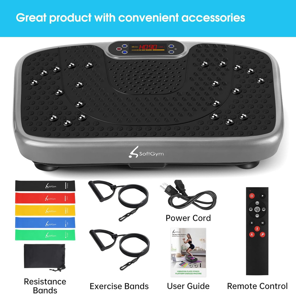 Vibration Plate Exercise Machine 450 Lbs Capacity with Resistance Bands