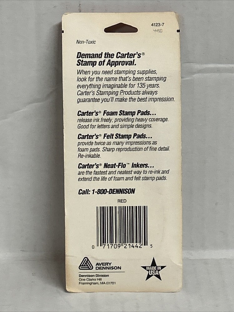 Carter's Stamp Pad Inker RED 2oz Dab-on Applicator