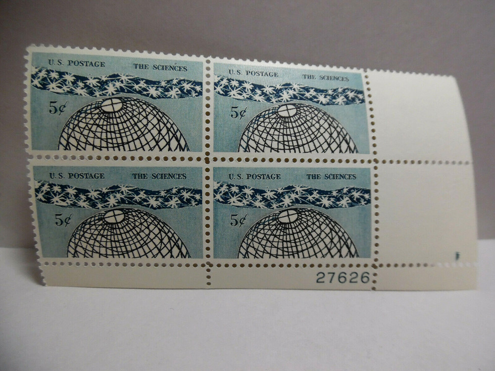 SCOTT STAMP # 1237 THE SCIENCES 5 CENT PLATE BLOCK - MNH
