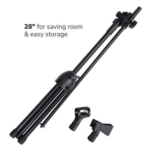 2 Pack Telescoping Foldable Microphone Tripod Boom Arm Stand Mic Clips Included!