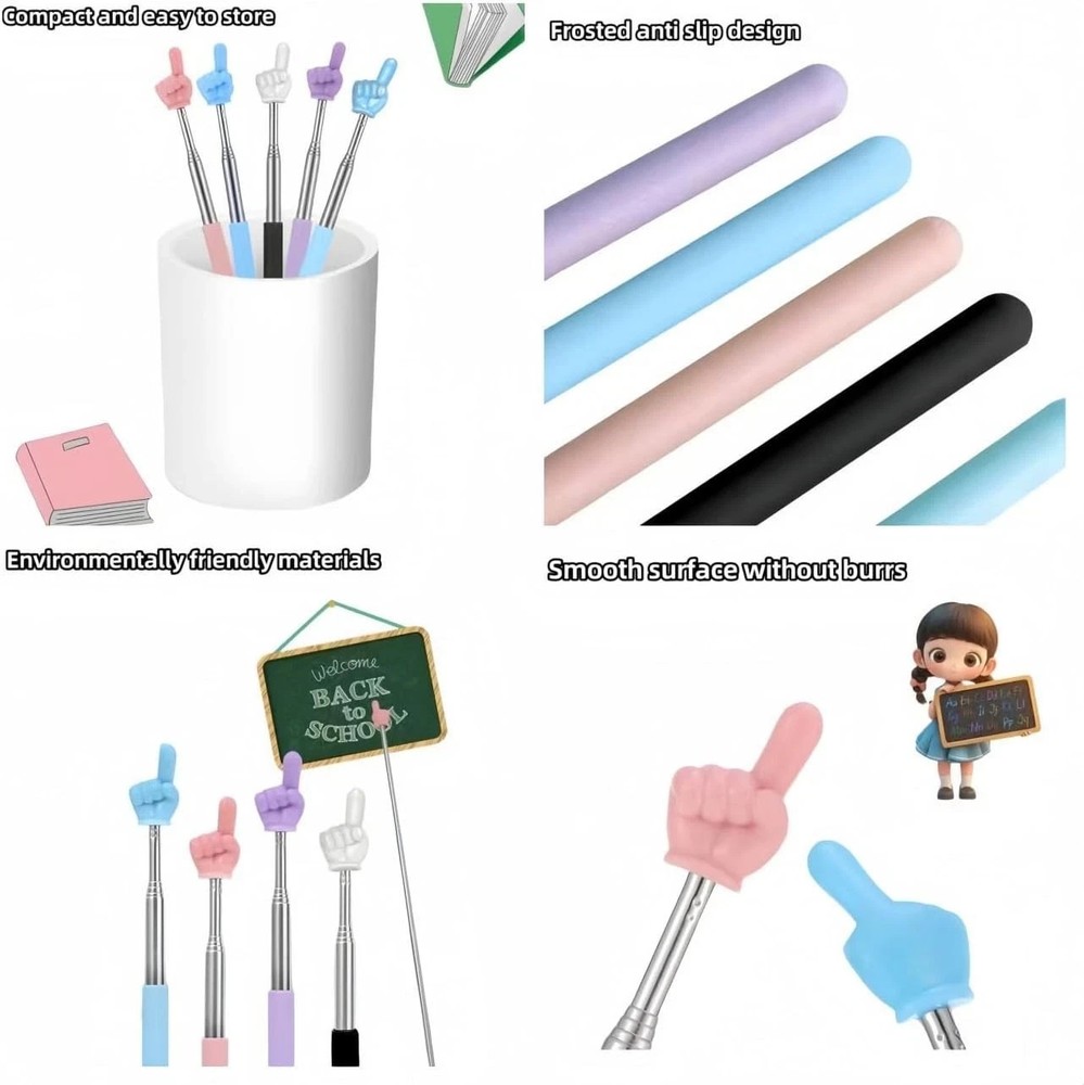Retractable Teachers Classroom Hand Pointer, Extendable Pointer Finger Stick,...