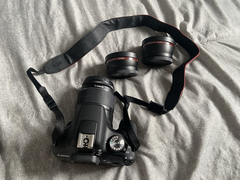Canon EOS 2000D Camera Bundle with Lenses, Flash, Bag, Memory Card, Accessories