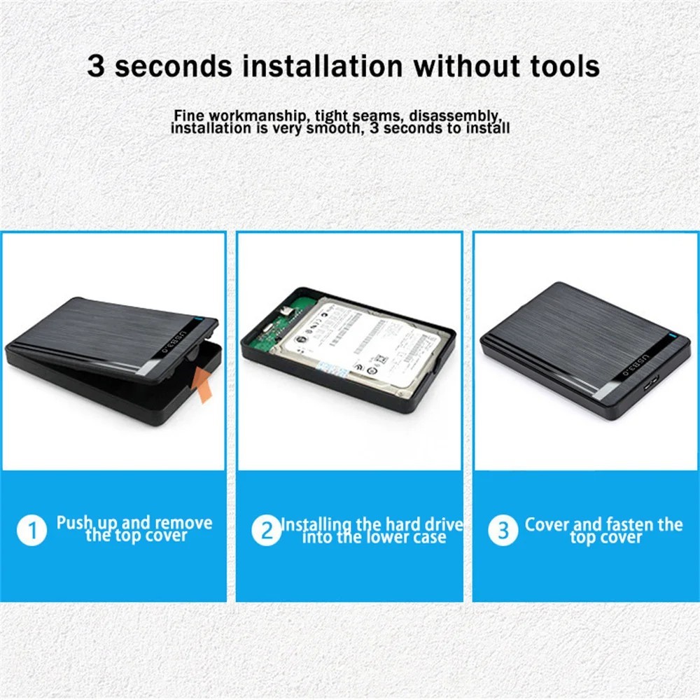 USB 3.0 2TB SATA SSD External Hard Drive Portable Desktop Mobile Hard Disk Case