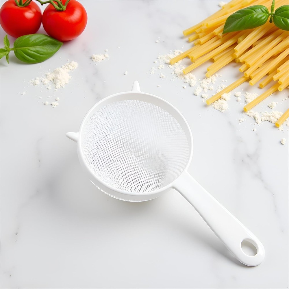 White Mesh Kitchen Sifter Plastic Mesh Strainers Sieve Colanders & Sieve