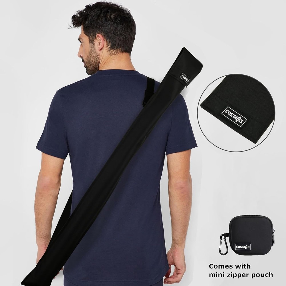 Adjustable Shoulder Strap Black Cue Stick Storage Bag, 32 Inches, 2 Compartments