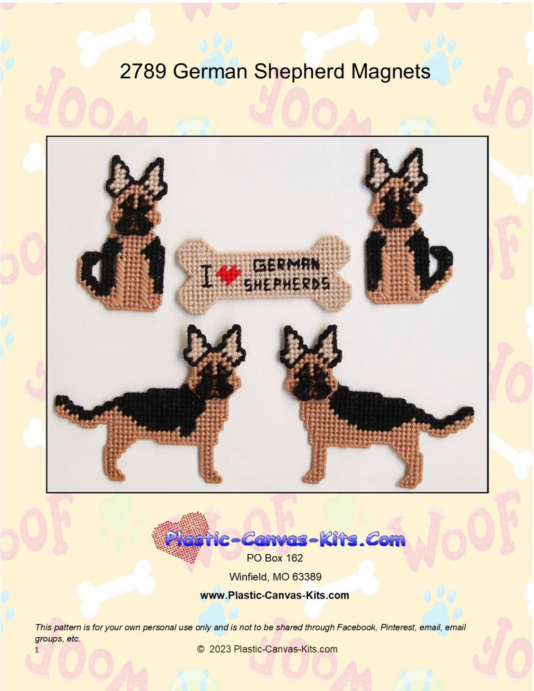 German Shepherd Magnets-Plastic Canvas Pattern or Kit