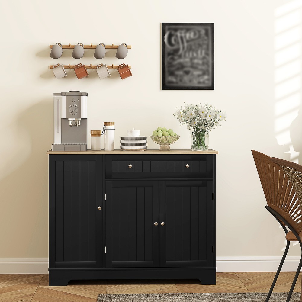 41" Sideboard Buffet Cabinet with Storage Drawer, Adjustable Shelf, Black