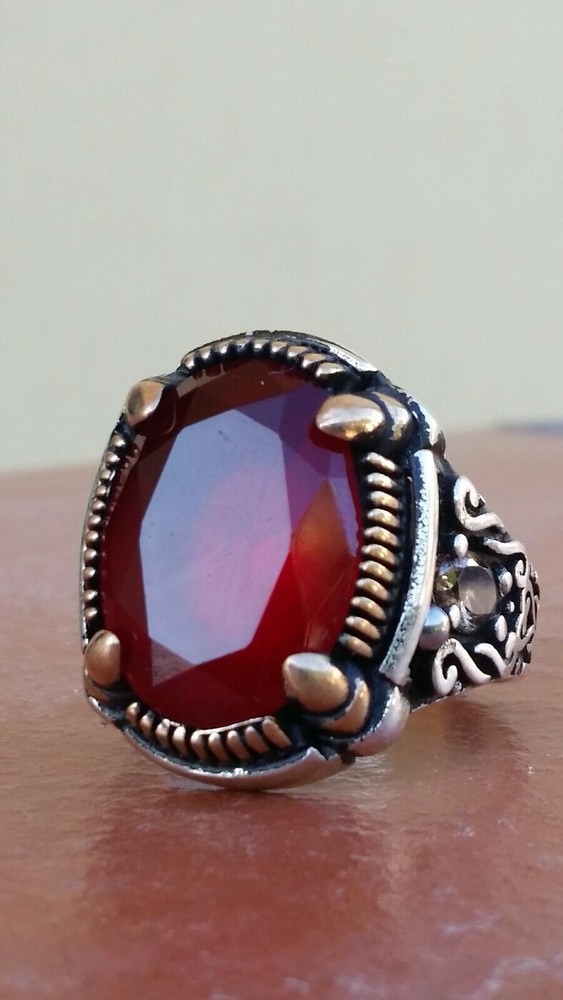 925 MENS SOLITAIRE SPINEL RING RUBY CLAWS