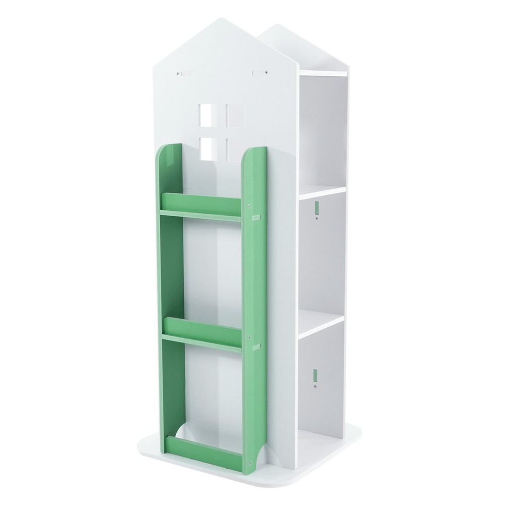 360° Rotating Bookshelf 4-Tier Bookcase Storage Shelf /Freestanding Display Rack