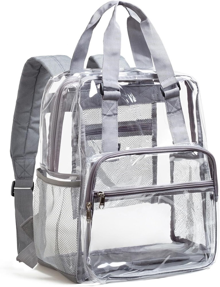 Vorspack Clear Backpack Heavy Duty - Large Book Bag with Grey