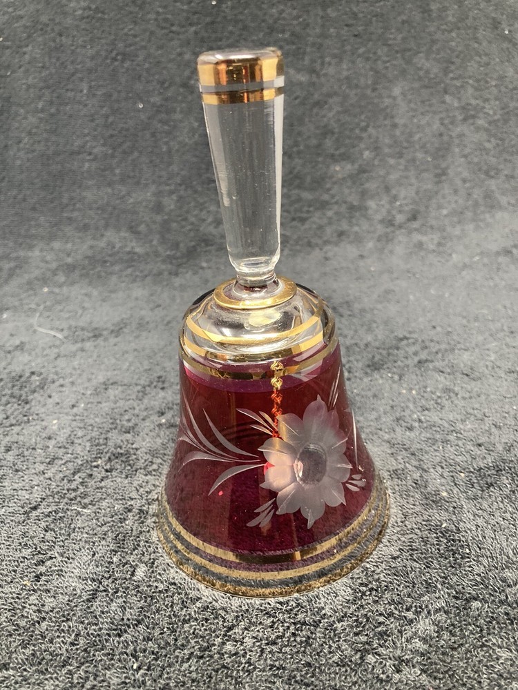 Cranberry to clear floral pattern bell