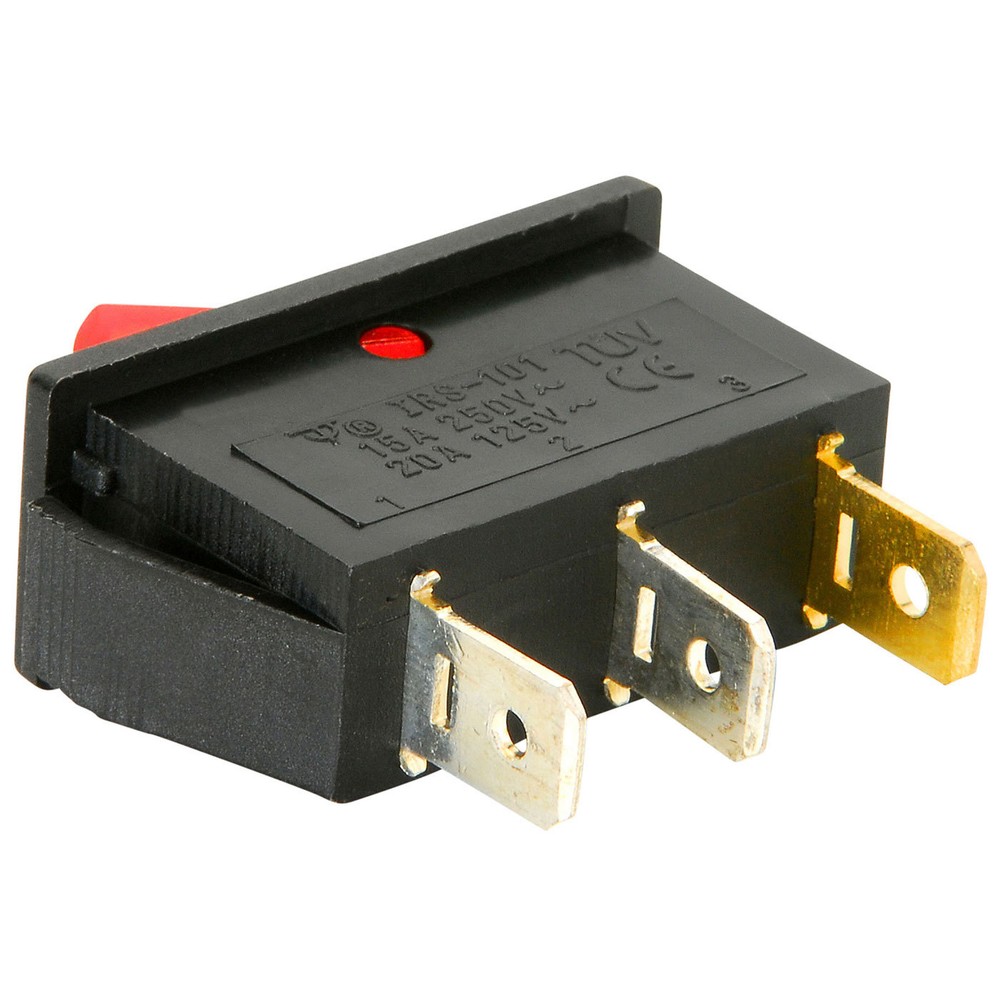 SPST Large Rocker Switch w/Red Illumination 125VAC