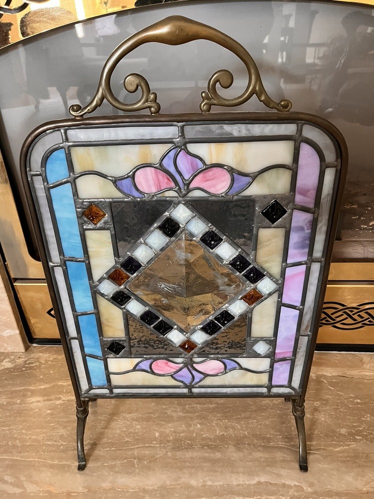 Stained Glass Fireplace Screen