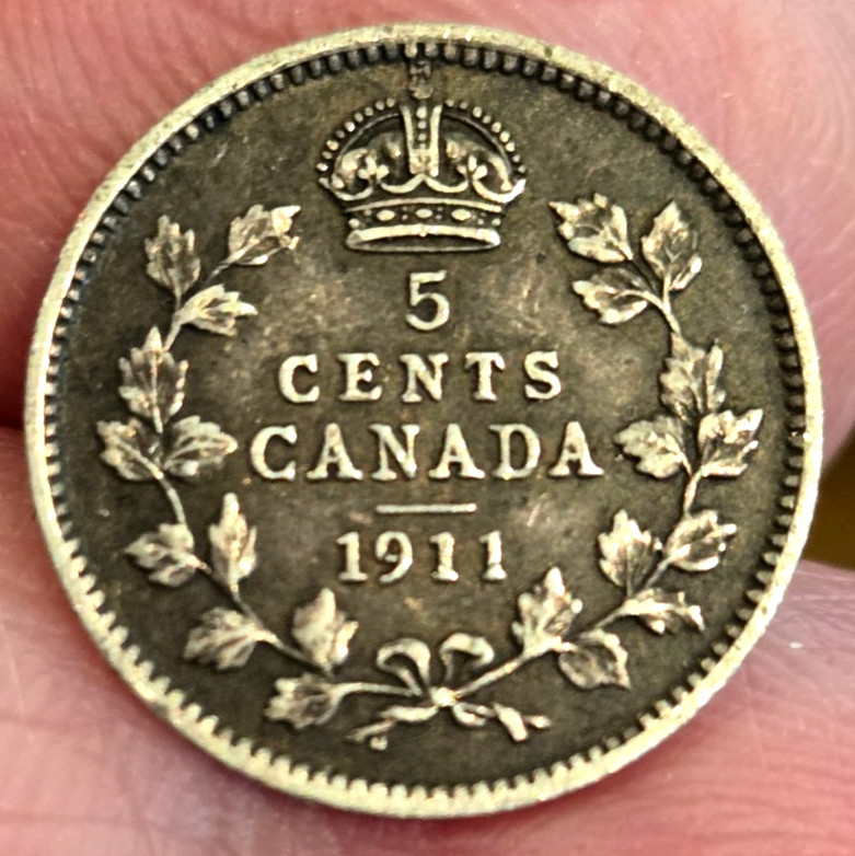 1911 Canada Silver 5 Cents