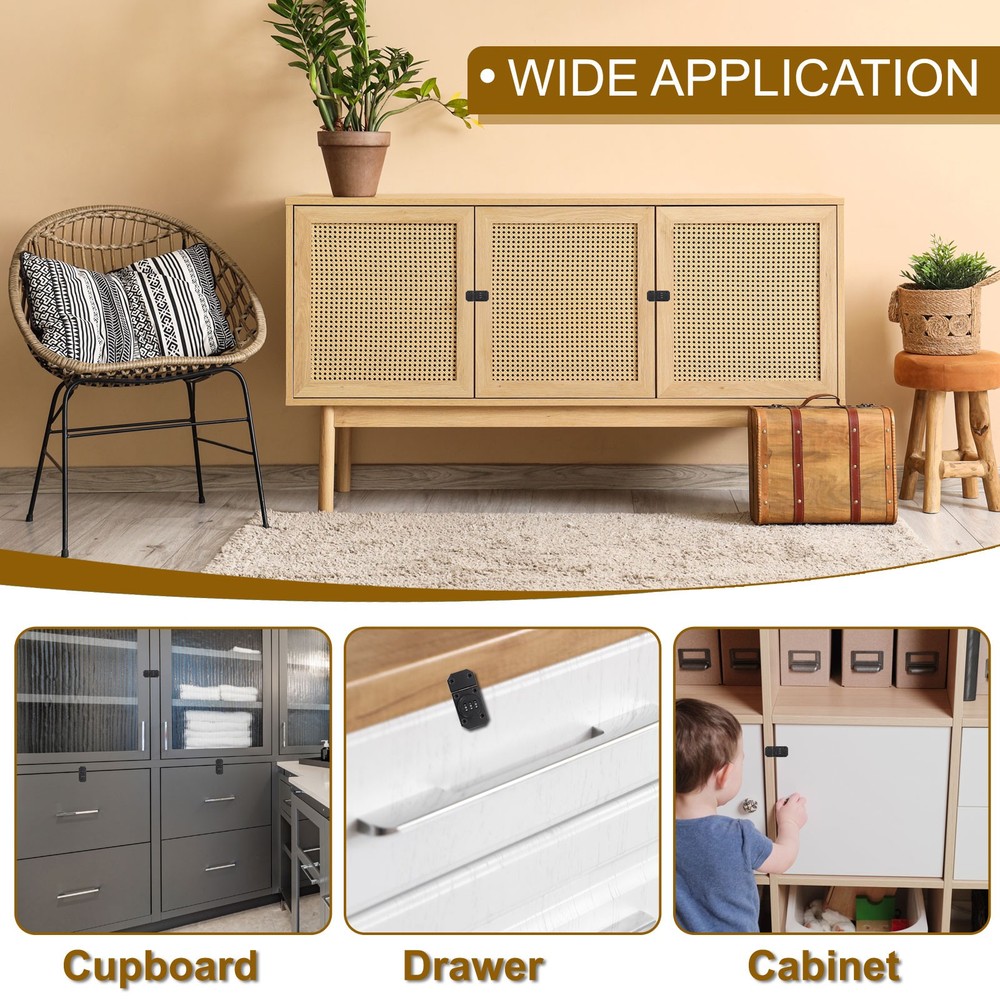 2 Pcs Combination Cabinet Latch Keyless Password Locks Gold