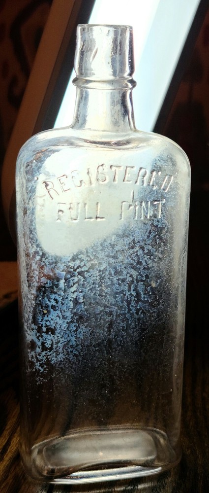 Registered Full Pint Liquor Bottle Vintage