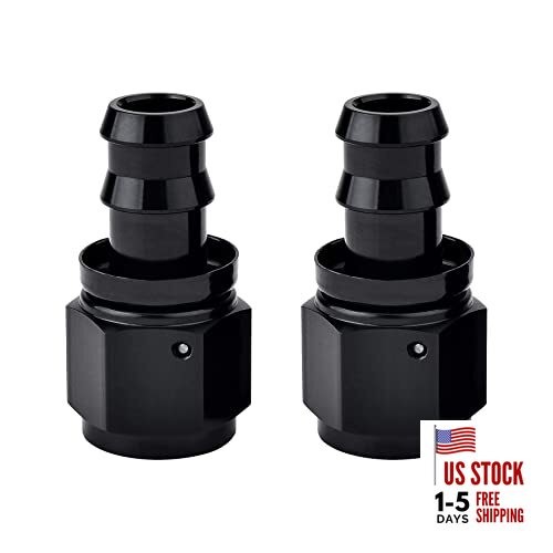Push Lock Hose Fitting End Black 2PCS 10AN Straight