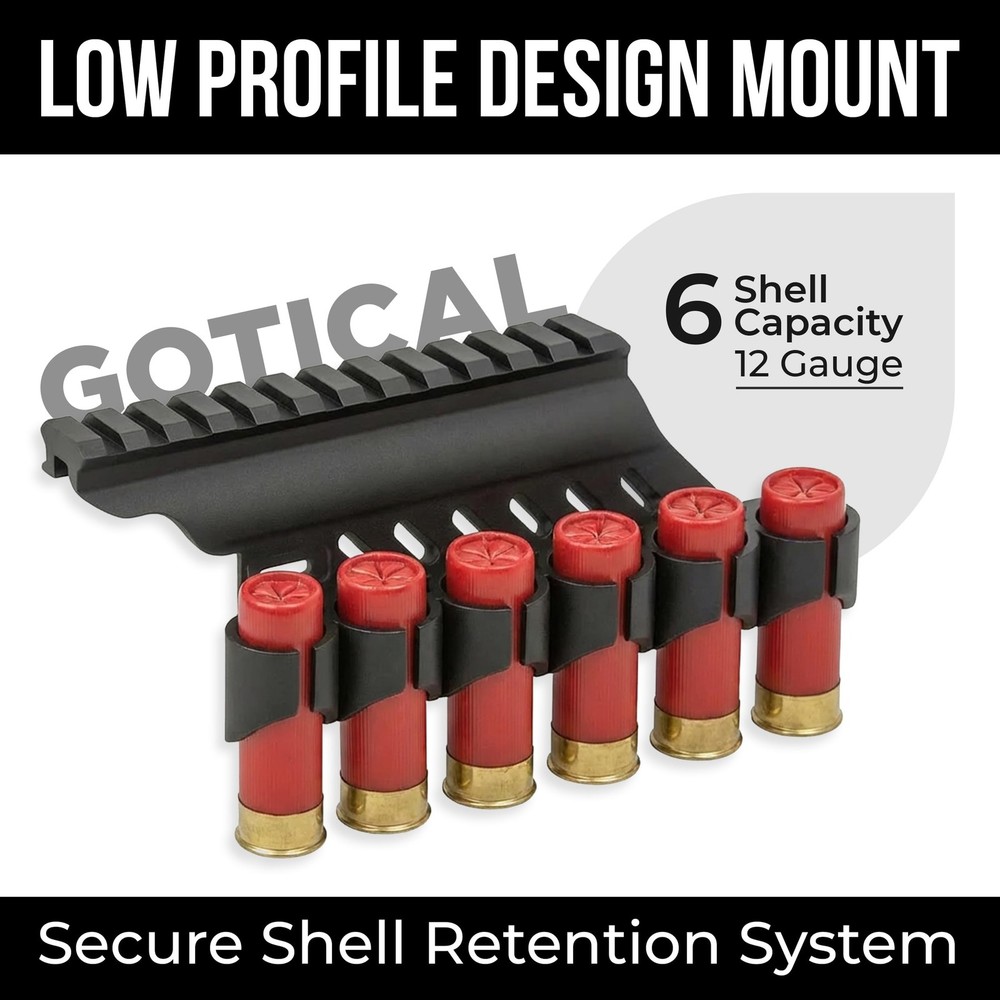 Gotical Side Saddle Shell Holder, 6-PC 12- GA, Universal Black