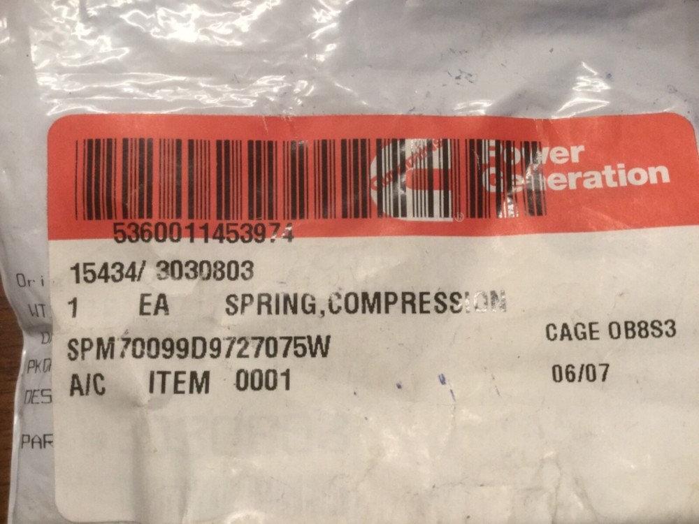 OEM Cummins SPRING COMPRESSION 3030803 NSN 5360014533974
