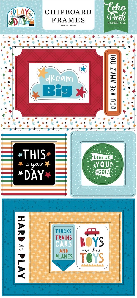 Play All Day Boy Chipboard 6"X13"-Frames
