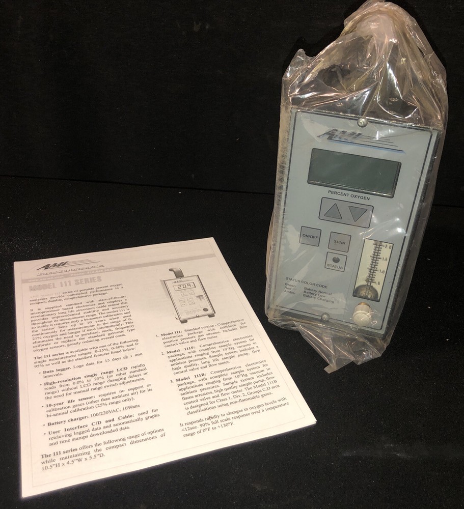 ADVANCED MICRO INSTRUMENTS Portable Percent OXYGEN ANALYZER Model 111 Series